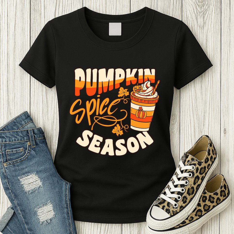 Pumpkin Spice Season Latte Coffee Fall Autumn Funny Womens T-Shirt