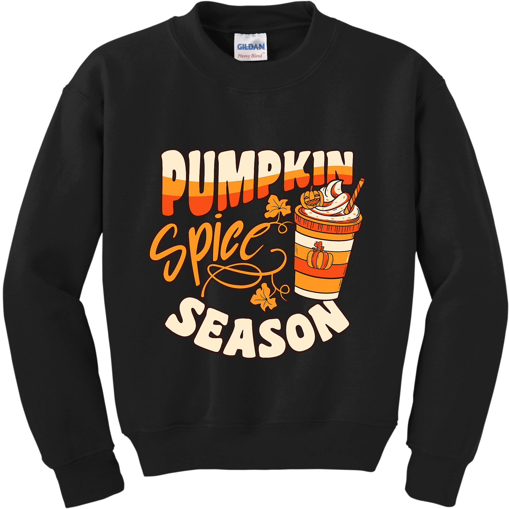 Pumpkin Spice Season Latte Coffee Fall Autumn Funny Kids Sweatshirt