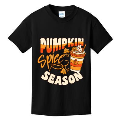 Pumpkin Spice Season Latte Coffee Fall Autumn Funny Kids T-Shirt