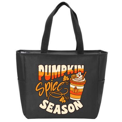 Pumpkin Spice Season Latte Coffee Fall Autumn Funny Zip Tote Bag