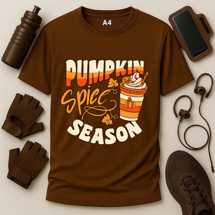 Pumpkin Spice Season Latte Coffee Fall Autumn Funny Cooling Performance Crew T-Shirt