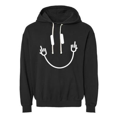 Power Socket Smile Middle Finger Hand Icon Meme Electrician Garment-Dyed Fleece Hoodie