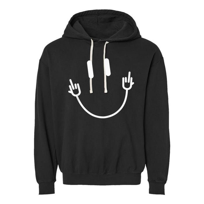 Power Socket Smile Middle Finger Hand Icon Meme Electrician Garment-Dyed Fleece Hoodie
