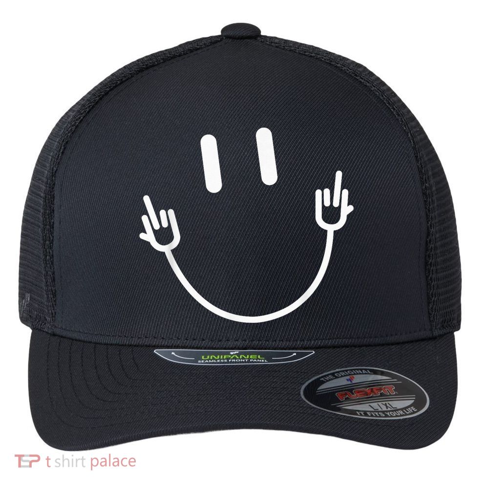 Power Socket Smile Middle Finger Hand Icon Meme Electrician Flexfit Unipanel Trucker Cap