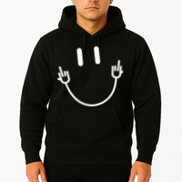 Power Socket Smile Middle Finger Hand Icon Meme Electrician Hoodie