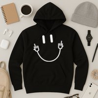 Power Socket Smile Middle Finger Hand Icon Meme Electrician Hoodie