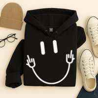 Power Socket Smile Middle Finger Hand Icon Meme Electrician Hoodie