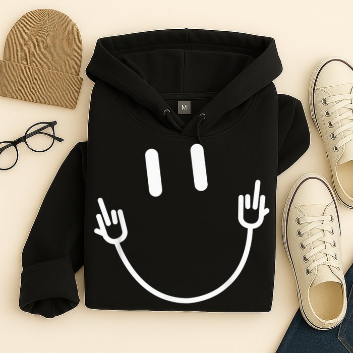 Power Socket Smile Middle Finger Hand Icon Meme Electrician Hoodie