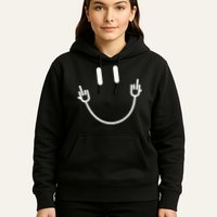 Power Socket Smile Middle Finger Hand Icon Meme Electrician Hoodie