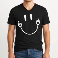 Power Socket Smile Middle Finger Hand Icon Meme Electrician V-Neck T-Shirt