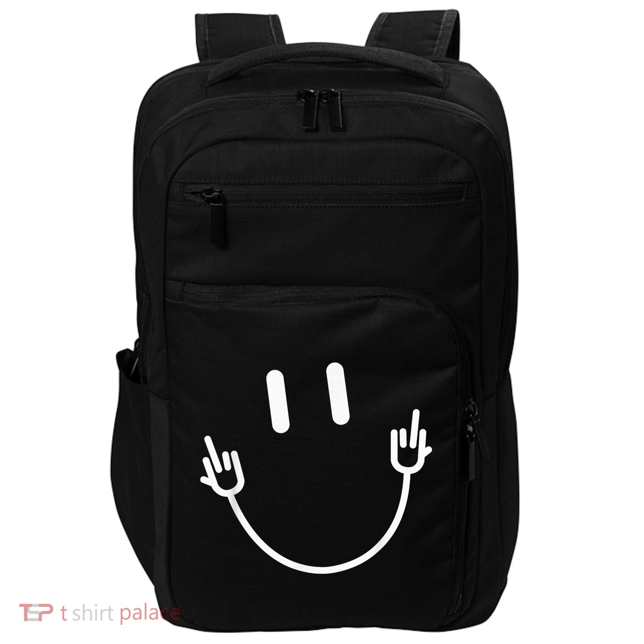 Power Socket Smile Middle Finger Hand Icon Meme Electrician Impact Tech Backpack