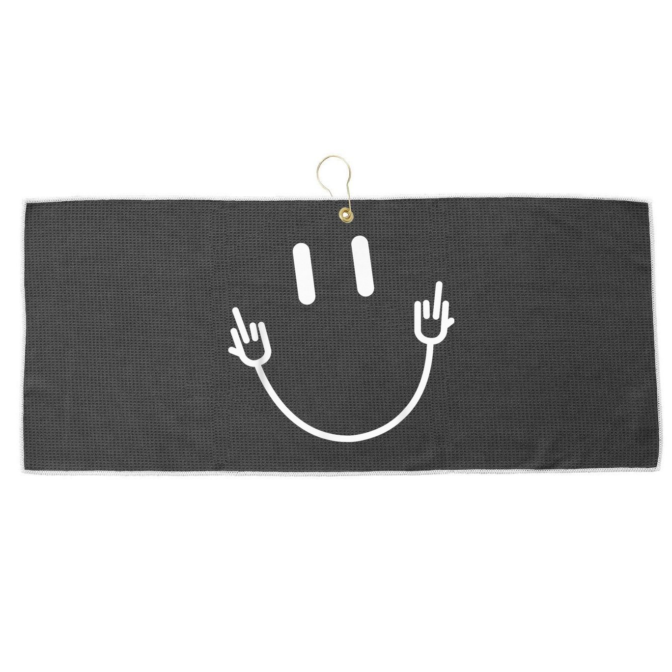 Power Socket Smile Middle Finger Hand Icon Meme Electrician Large Microfiber Waffle Golf Towel
