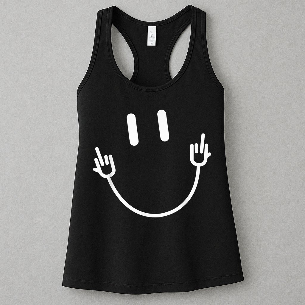 Power Socket Smile Middle Finger Hand Icon Meme Electrician Womens Tank Top