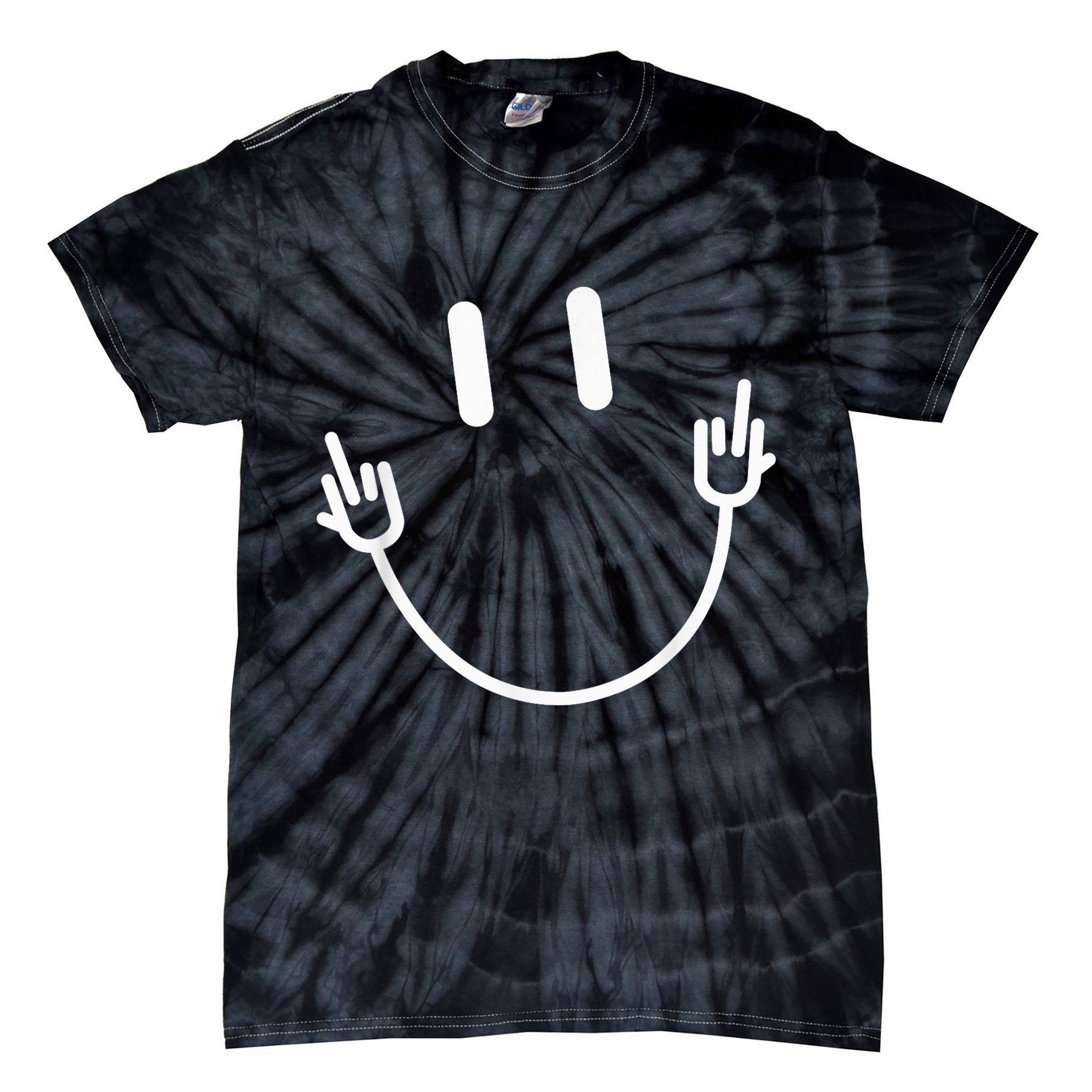 Power Socket Smile Middle Finger Hand Icon Meme Electrician Tie-Dye T-Shirt