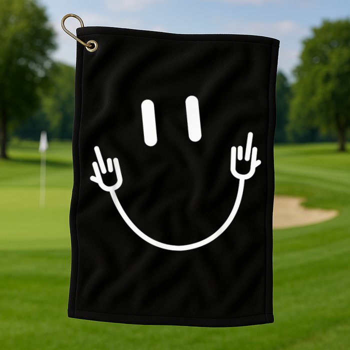 Power Socket Smile Middle Finger Hand Icon Meme Electrician Golf Towel