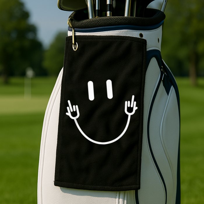 Power Socket Smile Middle Finger Hand Icon Meme Electrician Golf Towel