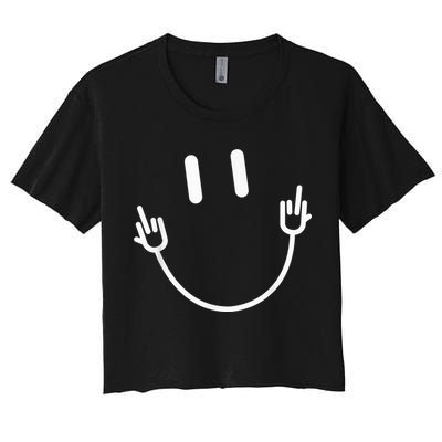 Power Socket Smile Middle Finger Hand Icon Meme Electrician Crop Top