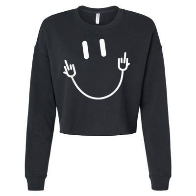Power Socket Smile Middle Finger Hand Icon Meme Electrician Cropped Pullover Crew