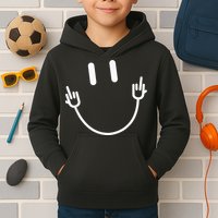 Power Socket Smile Middle Finger Hand Icon Meme Electrician Kids Hoodie