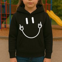 Power Socket Smile Middle Finger Hand Icon Meme Electrician Kids Hoodie