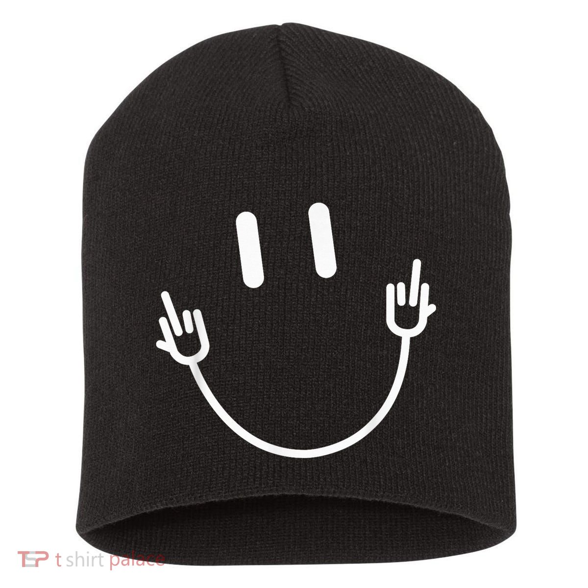 Power Socket Smile Middle Finger Hand Icon Meme Electrician Short Acrylic Beanie