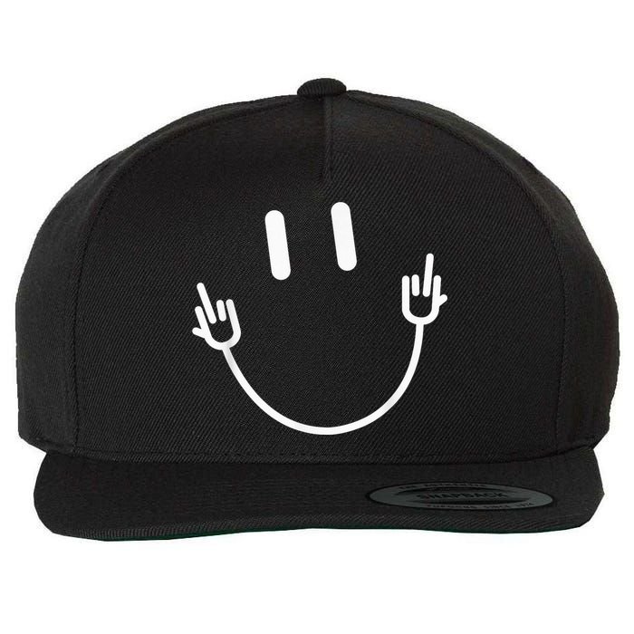 Power Socket Smile Middle Finger Hand Icon Meme Electrician Wool Snapback Cap
