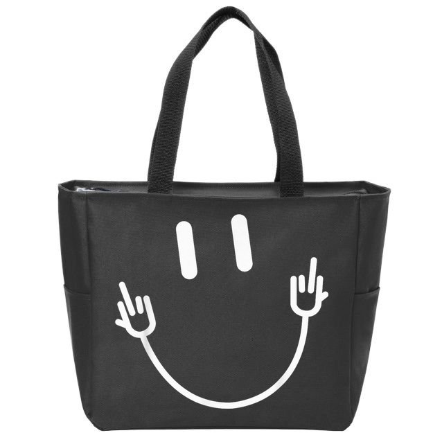 Power Socket Smile Middle Finger Hand Icon Meme Electrician Zip Tote Bag