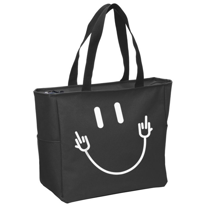 Power Socket Smile Middle Finger Hand Icon Meme Electrician Zip Tote Bag