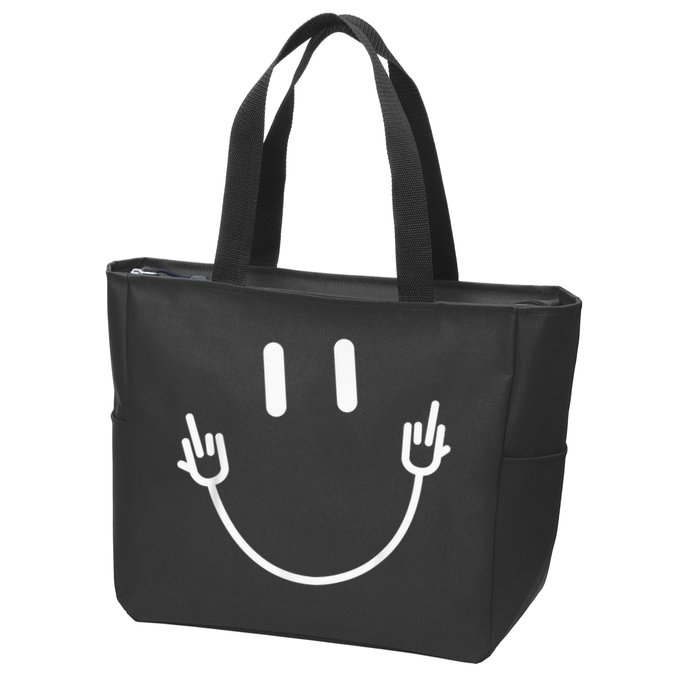 Power Socket Smile Middle Finger Hand Icon Meme Electrician Zip Tote Bag
