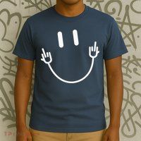 Power Socket Smile Middle Finger Hand Icon Meme Electrician T-Shirt