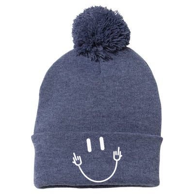Power Socket Smile Middle Finger Hand Icon Meme Electrician Pom Pom 12in Knit Beanie