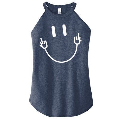 Power Socket Smile Middle Finger Hand Icon Meme Electrician Women's Perfect Tri Rocker Tank