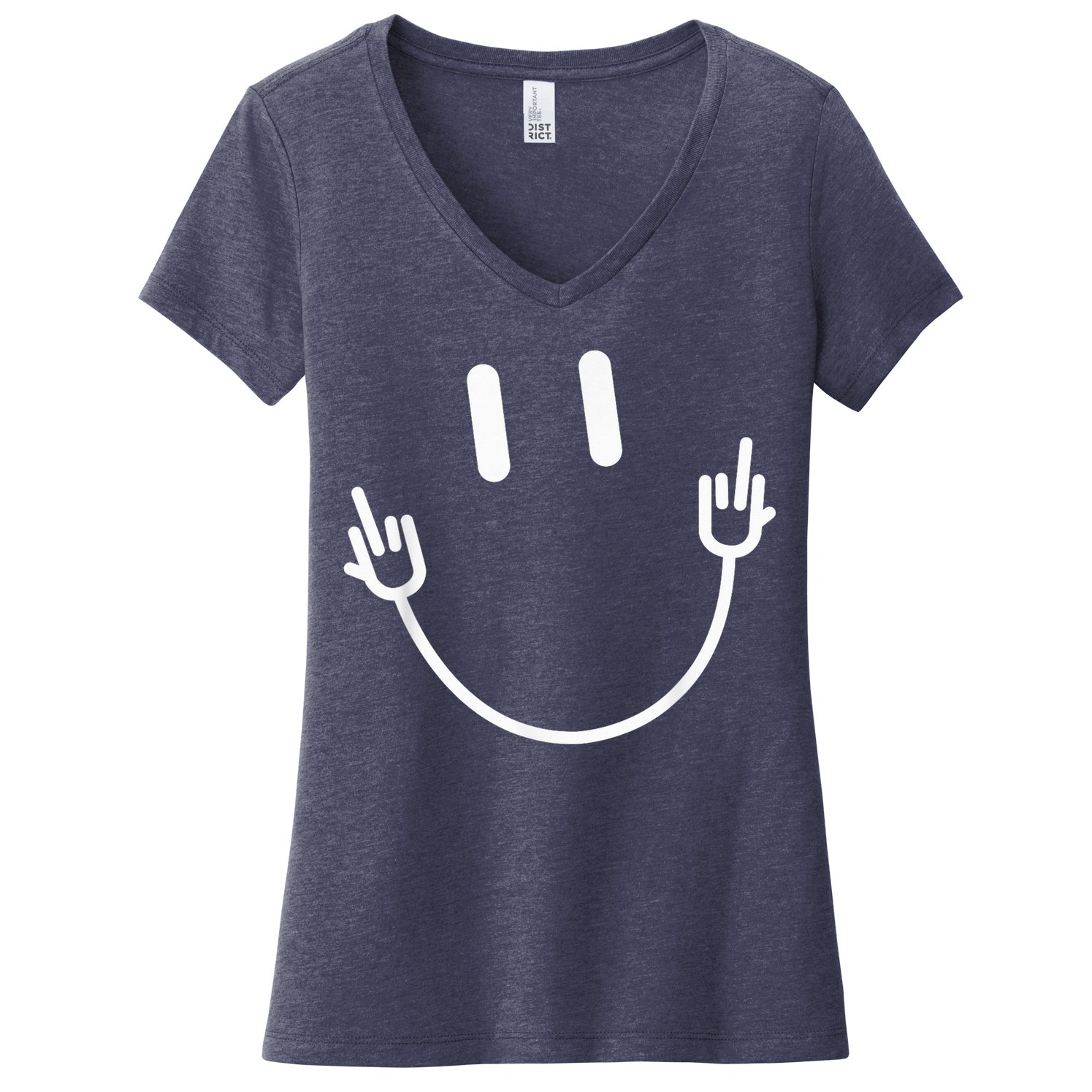 Power Socket Smile Middle Finger Hand Icon Meme Electrician Women's V-Neck T-Shirt