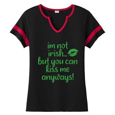 Plus Size St Patrick's Day Shirt, I'm Not Irish But You Can Kiss Me Anyway Ladies Halftime Notch Neck Tee