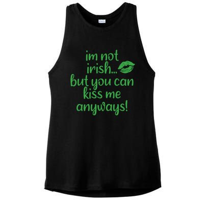 Plus Size St Patrick's Day Shirt, I'm Not Irish But You Can Kiss Me Anyway Ladies PosiCharge Tri-Blend Wicking Tank