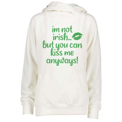 Plus Size St Patrick's Day Shirt, I'm Not Irish But You Can Kiss Me Anyway Womens Funnel Neck Pullover Hood