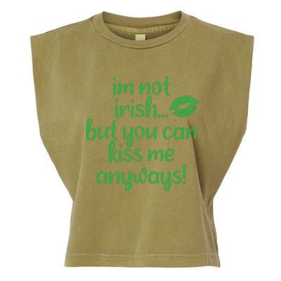 Plus Size St Patrick's Day Shirt, I'm Not Irish But You Can Kiss Me Anyway Garment-Dyed Women's Muscle Tee