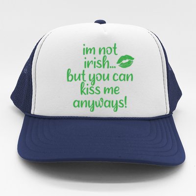 Plus Size St Patrick's Day Shirt, I'm Not Irish But You Can Kiss Me Anyway Trucker Hat