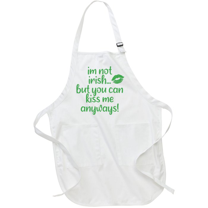 Plus Size St Patrick's Day Shirt, I'm Not Irish But You Can Kiss Me Anyway Full-Length Apron With Pockets