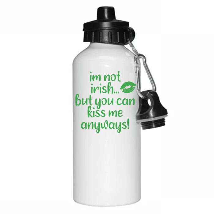 Plus Size St Patrick's Day Shirt, I'm Not Irish But You Can Kiss Me Anyway Aluminum Water Bottle