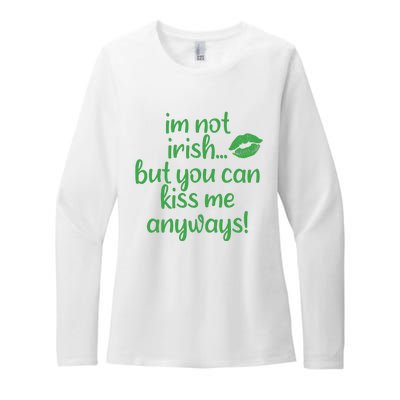 Plus Size St Patrick's Day Shirt, I'm Not Irish But You Can Kiss Me Anyway Womens CVC Long Sleeve Shirt