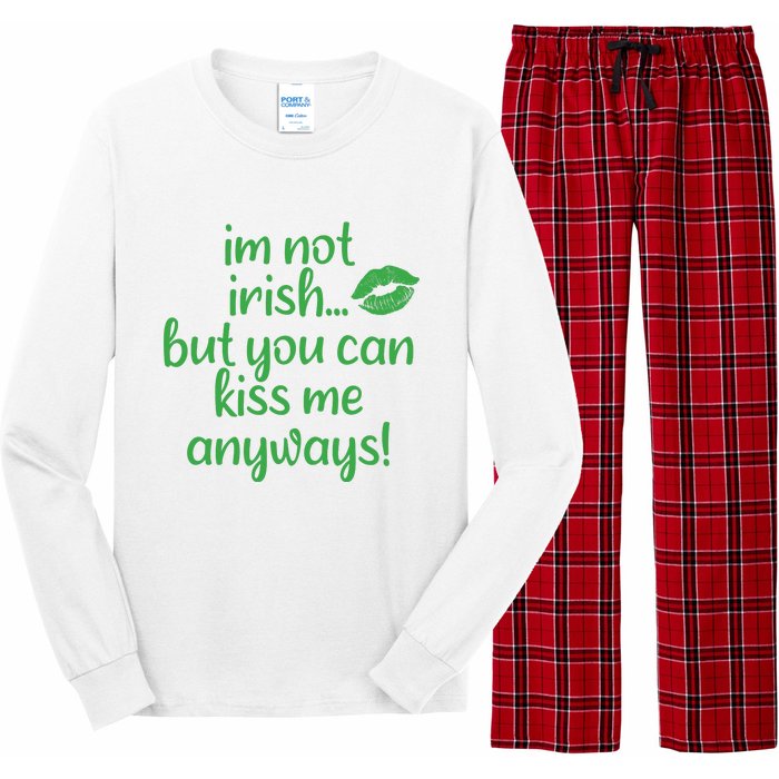 Plus Size St Patrick's Day Shirt, I'm Not Irish But You Can Kiss Me Anyway Long Sleeve Pajama Set