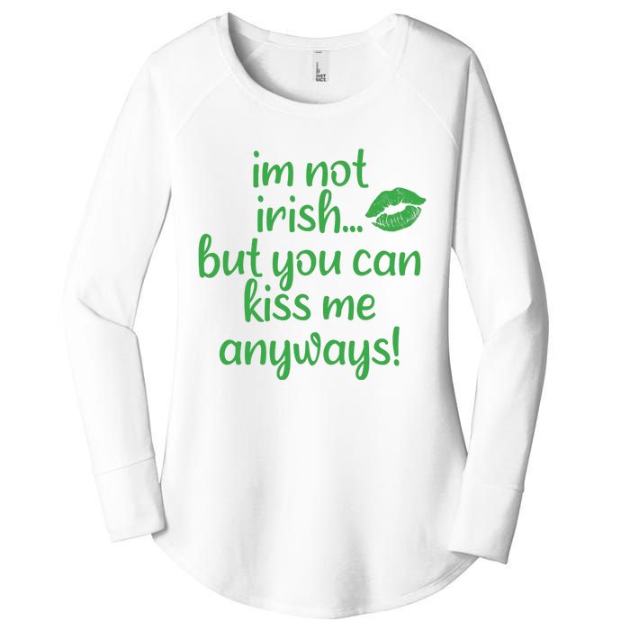 Plus Size St Patrick's Day Shirt, I'm Not Irish But You Can Kiss Me Anyway Women's Perfect Tri Tunic Long Sleeve Shirt