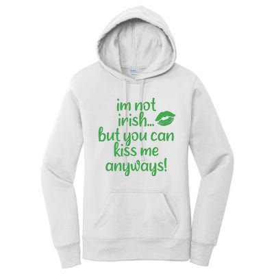 Plus Size St Patrick's Day Shirt, I'm Not Irish But You Can Kiss Me Anyway Women's Pullover Hoodie