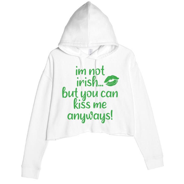 Plus Size St Patrick's Day Shirt, I'm Not Irish But You Can Kiss Me Anyway Crop Fleece Hoodie