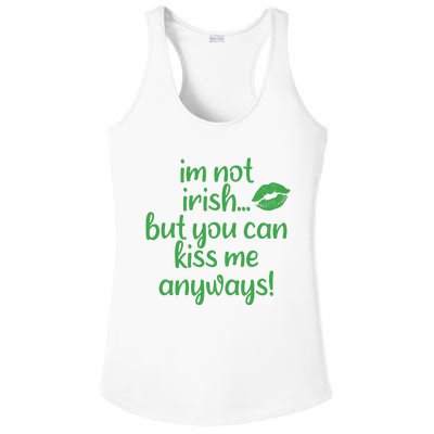 Plus Size St Patrick's Day Shirt, I'm Not Irish But You Can Kiss Me Anyway Ladies PosiCharge Competitor Racerback Tank