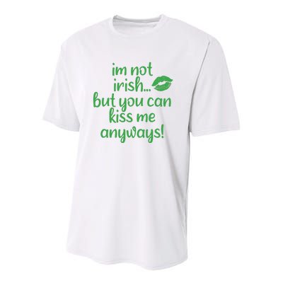 Plus Size St Patrick's Day Shirt, I'm Not Irish But You Can Kiss Me Anyway Youth Performance Sprint T-Shirt