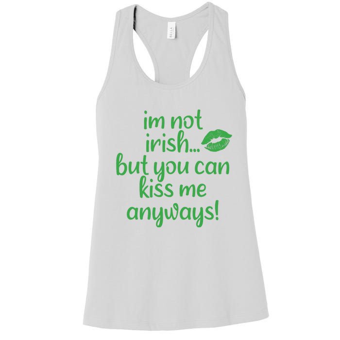 Plus Size St Patrick's Day Shirt, I'm Not Irish But You Can Kiss Me Anyway Women's Racerback Tank