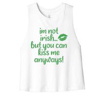 Plus Size St Patrick's Day Shirt, I'm Not Irish But You Can Kiss Me Anyway Women's Racerback Cropped Tank