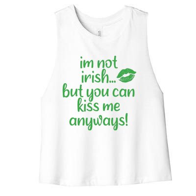 Plus Size St Patrick's Day Shirt, I'm Not Irish But You Can Kiss Me Anyway Women's Racerback Cropped Tank